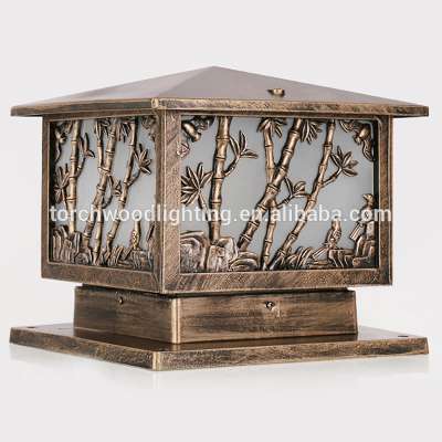 Square E27 IP55 antique bronze outdoor pillar lights