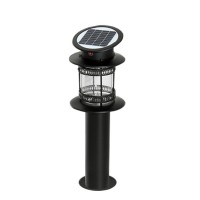 Die cast aluminum pole column lamp vintage antique outdoor solar powered garden standing lamp LED solar garden light